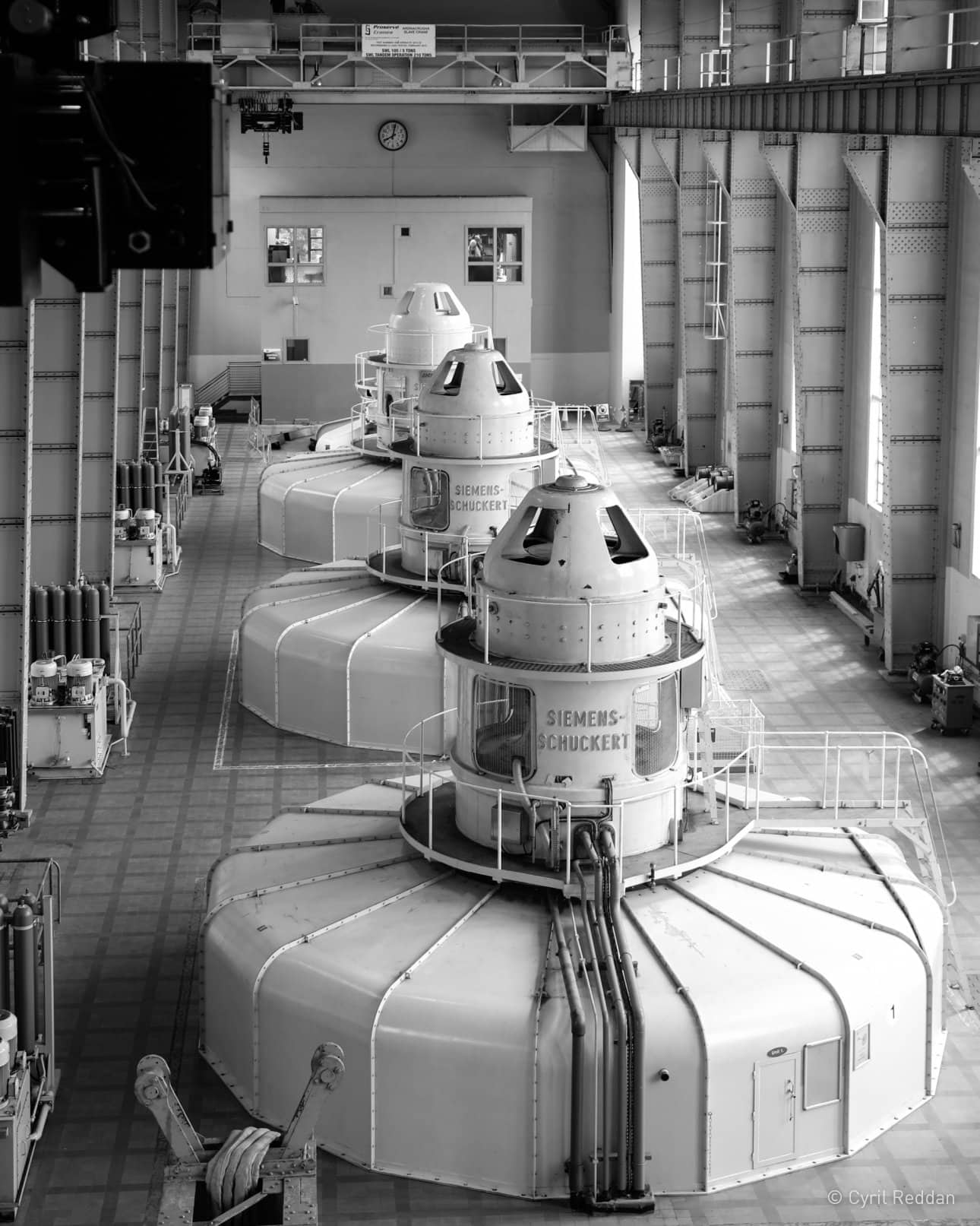 Looking down on some industrial tanks