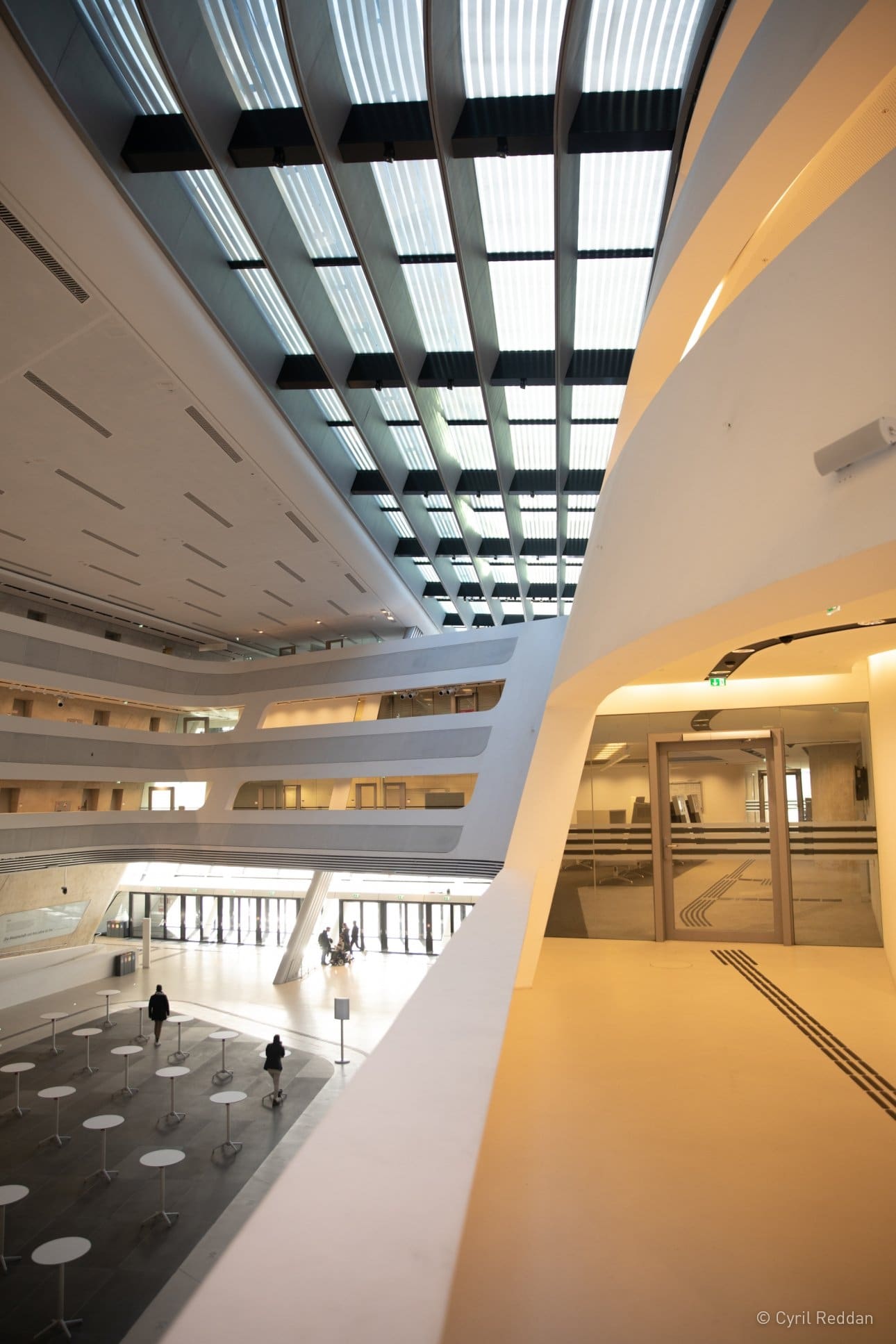 Photo looking across the interior walkways public spaces and roof