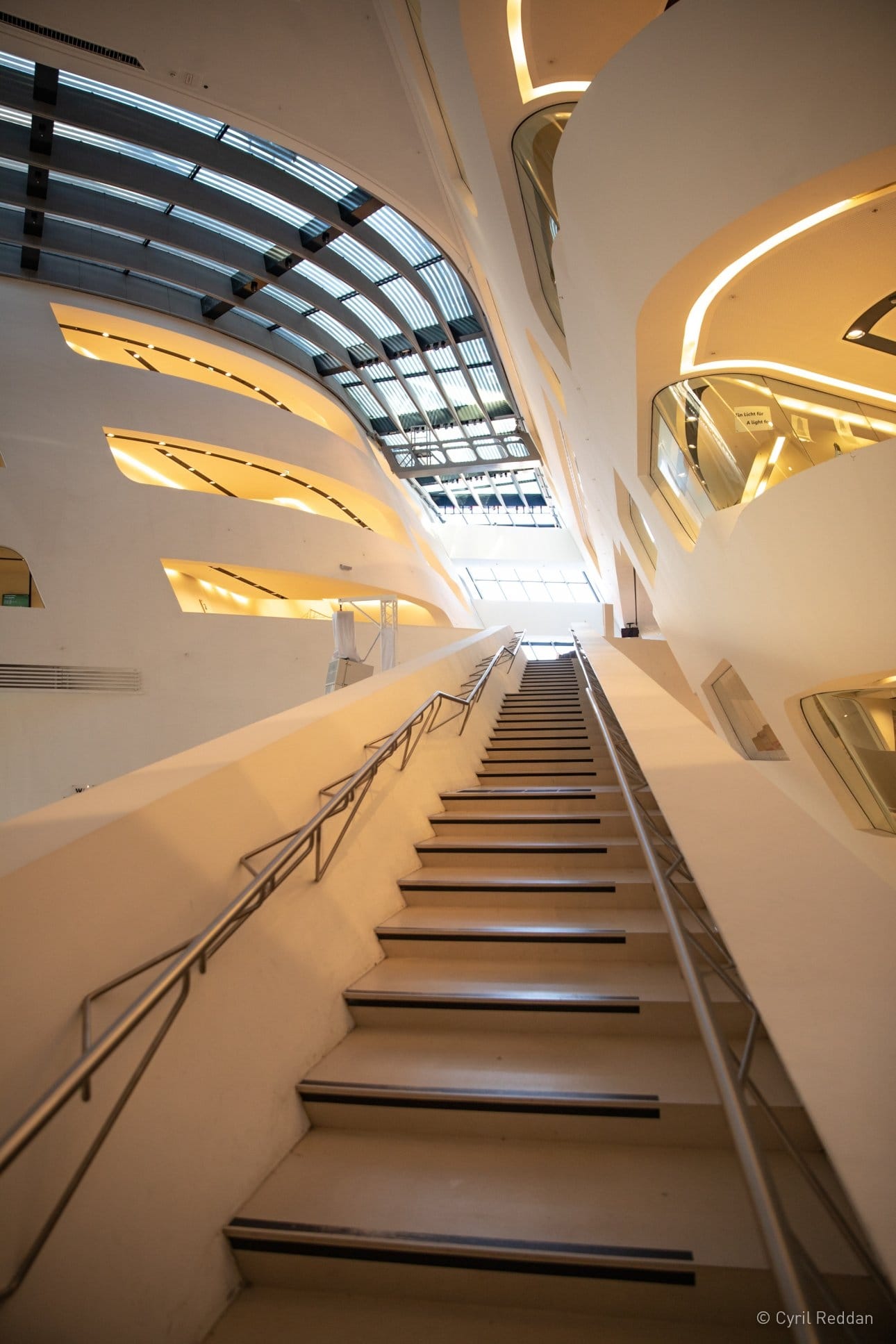 Photo at bottom of staircase looking upwards